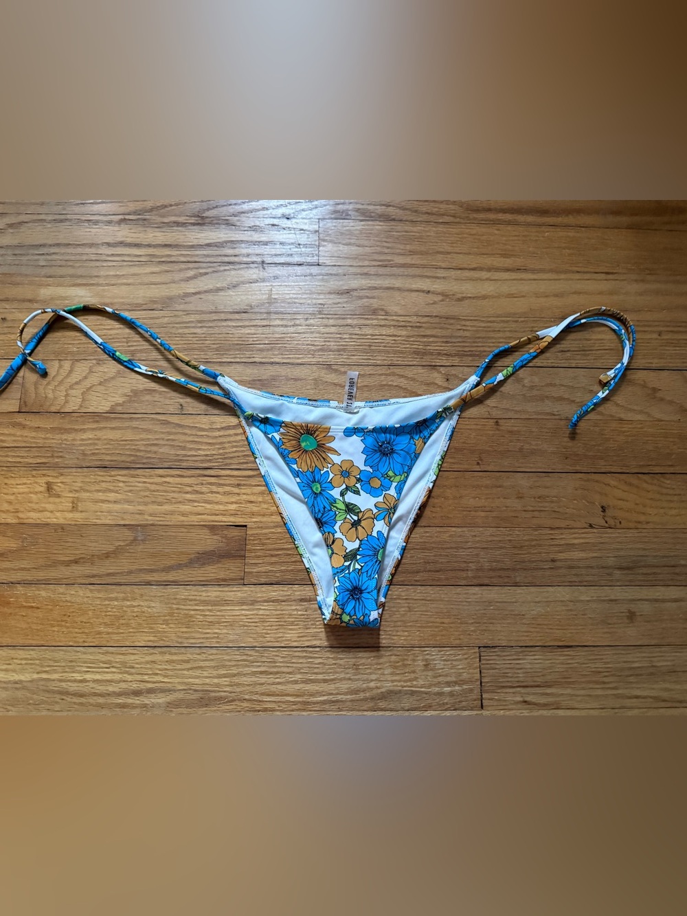 Forever 21 Blue and Yellow Floral Tie-Side Bikini Bottom